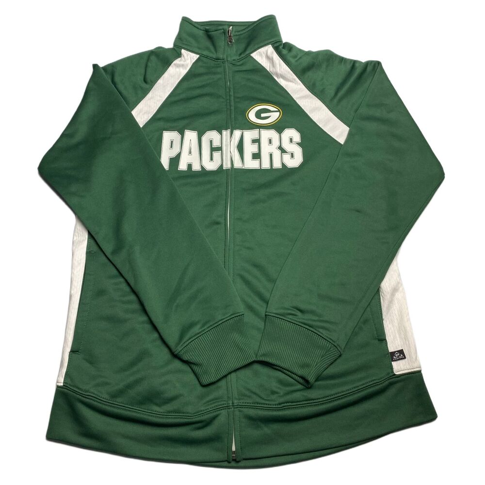 Green Bay Packers NFL Women’s Large Full Zip Track Jacket Green White